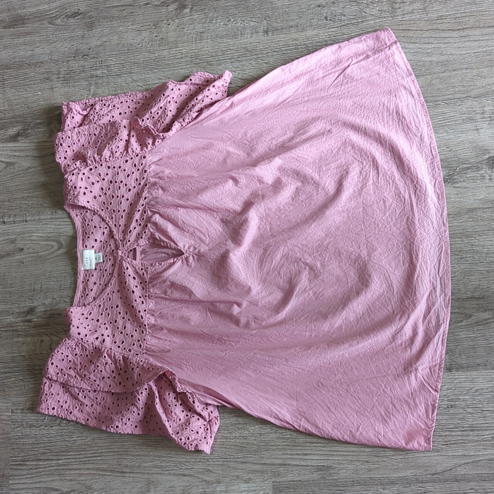 Pink Eyelet Flutter Sleeve Women’s Top